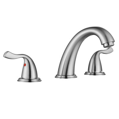 Widespread 2-Handle Bathroom Faucet, Brushed Nickel Metal Sink Faucet With Pop-Up Drain, Aerator & CUPC Supply Lines Included