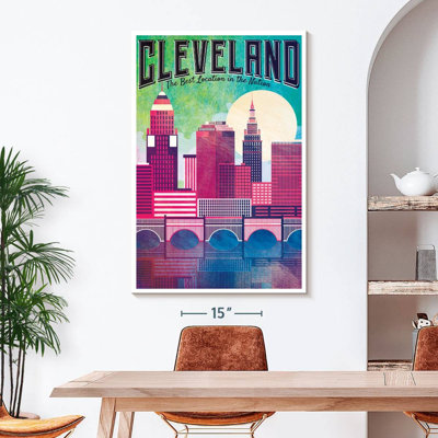 «Colorful Cleveland Skyline», reproduction sur toile