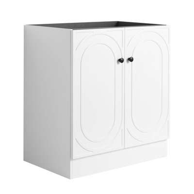 Meuble-lavabo moderne 30 po, contreplaqué blanc avec portes à fermeture en douceur, lavabo non inclus, armoire contemporaine, 2 contreplaqués, blanc, exclu