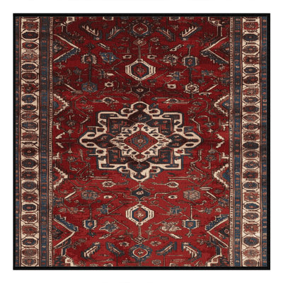Tapis persan noir lavable à la machine
