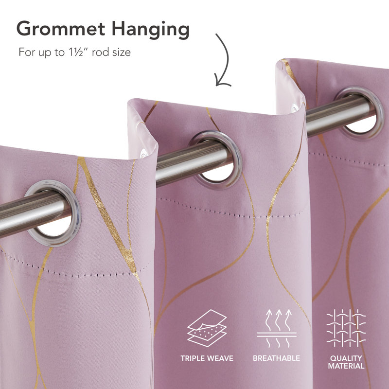 Valmar Blackout Curtain Pair, Baby Pink, Width 117 x Drop 229cm