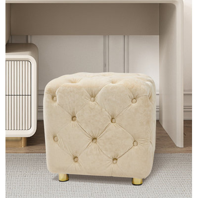 Laurien 18.1"" Wide Velvet Tufted Square Cube Ottoman -  Mercer41, D40AE22E2FE645478C6C0793A0C12436