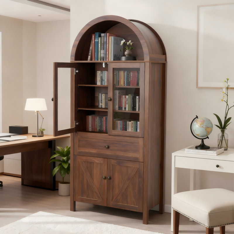 Elegant Dome Cabinet - Armoire garde-manger polyvalente avec savoir-faire antique et grand espace de rangement pour toute pièce, noyer