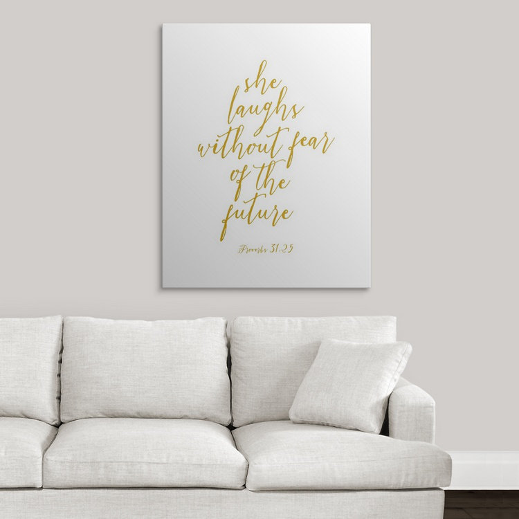 «Proverbs 31:25 - Scripture Art», art textuel, H 10 po x l 8 po x P 1,5 po, Toile
