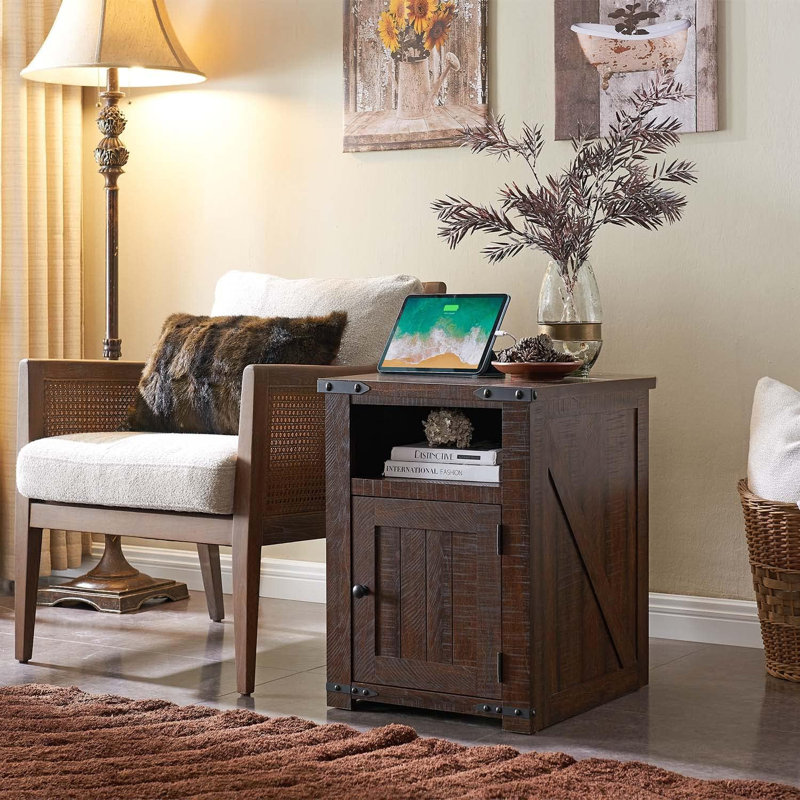 Bedside Table With Charging Station