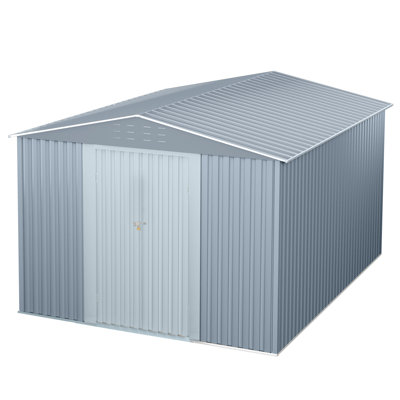 10x12 FT Metal Storage Shed, Waterproof Galvanized Steel Garden Tool Shed with Lockable Door, Vents & Sloped Roof for Outdoor Backyard Patio
