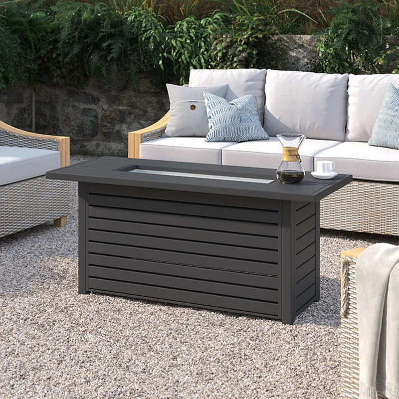 Table de foyer d'extérieur en acier 24 po x l 54 po avec couvercle