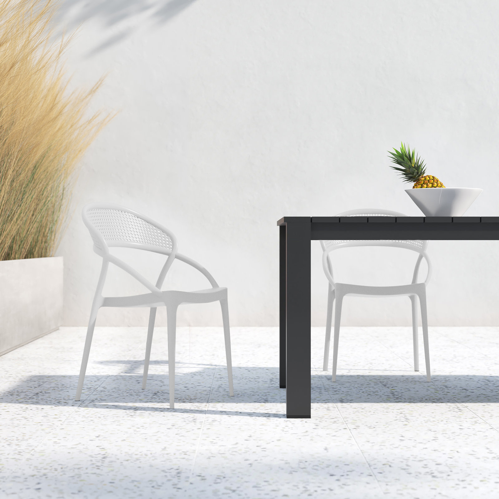 Farrah Stackable Patio Armchair, White
