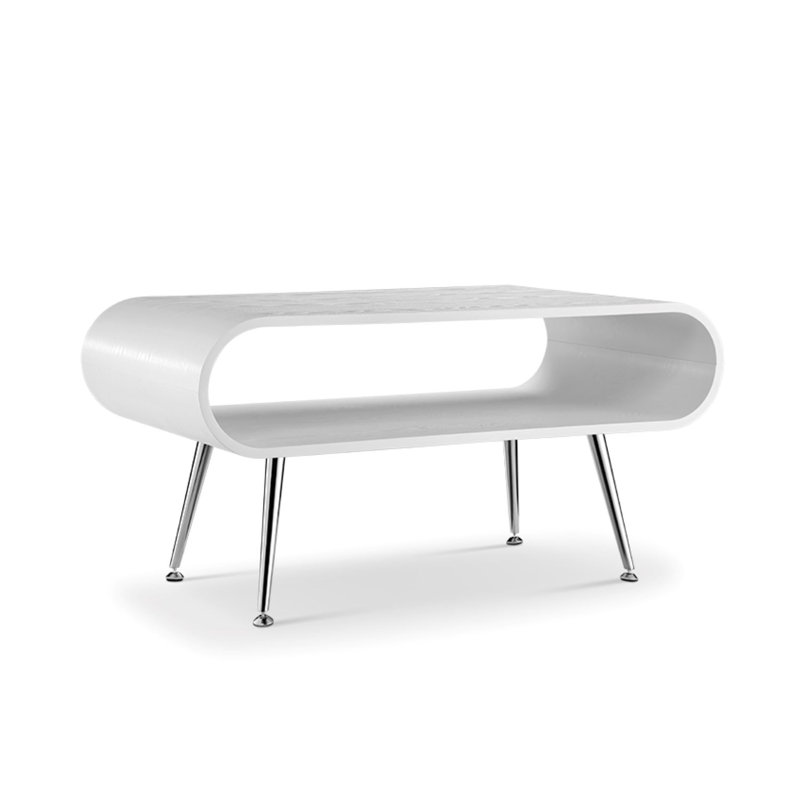 Azmoe Four Leg Coffee Table with Storage, Chrome, White