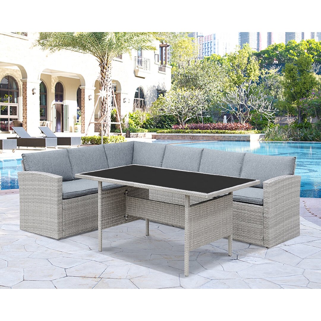 6-Sitzer Lounge-Set Vioria aus Polyrattan mit Polster