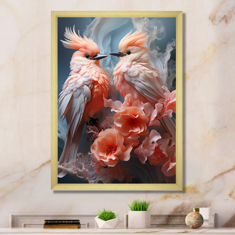 Reproduction d'art mural oiseau, Encadrement doré, H 32 po x l 16 po x P 1 po
