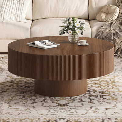 Round Coffee Table, Fluted Drum Design, Sleek & Chic Modern, Living Room Statement