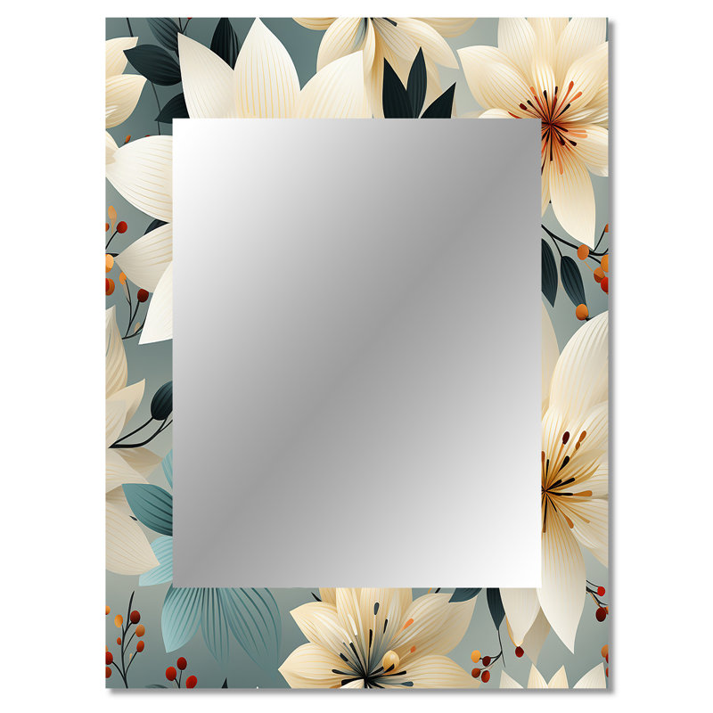 Tacori antique ivoire romance Bliss Flowers - miroir décoratif floral, miroir mural floral, impression d'art en métal