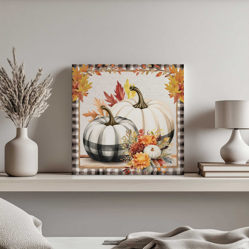 «Fall Pumpkin Still Life» par Nicole DeCamp, reproduction d'art, L 30 po x H 30 po, Ne s’applique pas, Toile tendue