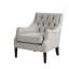 Fauteuil de chambre gris à boutons avec rembourrage doux et base d'appoint en bois massif, gris, pieds, coussin amovible
