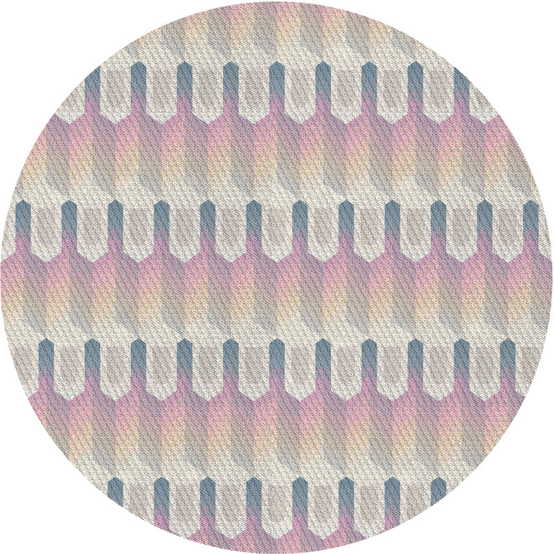 Tapis beige/rose à motifs, Rond 6 pi