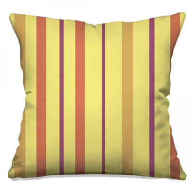Yellow Red Stripes Double Sided Throw Pillows