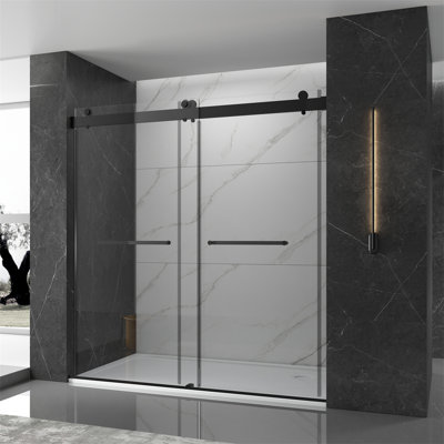 Frameless Double Sliding Door With Soft-Closing System,Designed For Smooth Door Closing