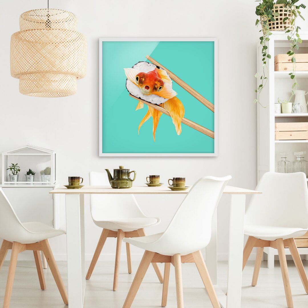 Gerahmtes Poster Sushi mit Goldfisch von Jonas Loose