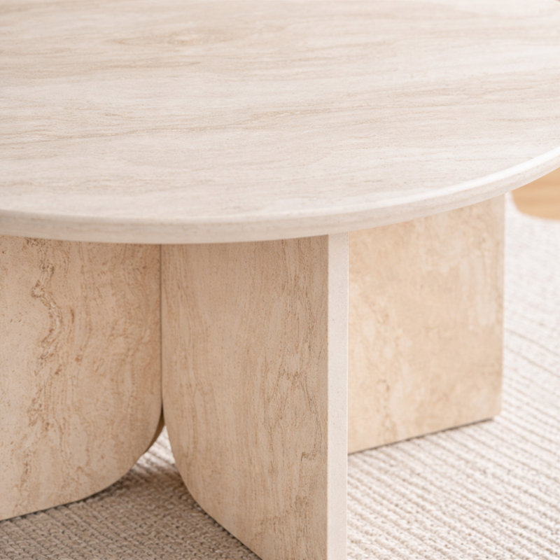 Modern Travertine Finish Square Coffee Table 70cm