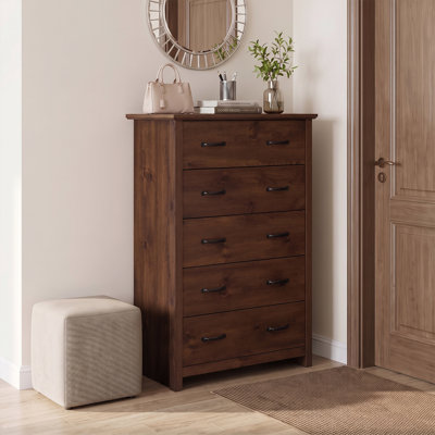 Commode à 5 tiroirs de 119 cm de hauteur pour chambre à coucher avec système de verrouillage