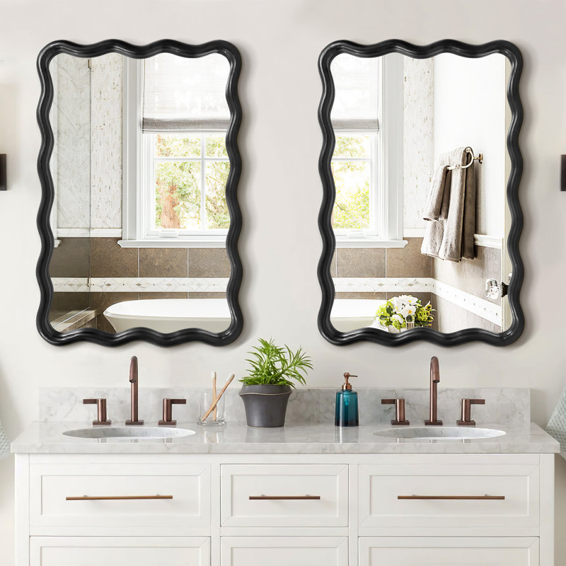 Chepachet Solid Wood Rectangle Mirror, 36" x 24", Black