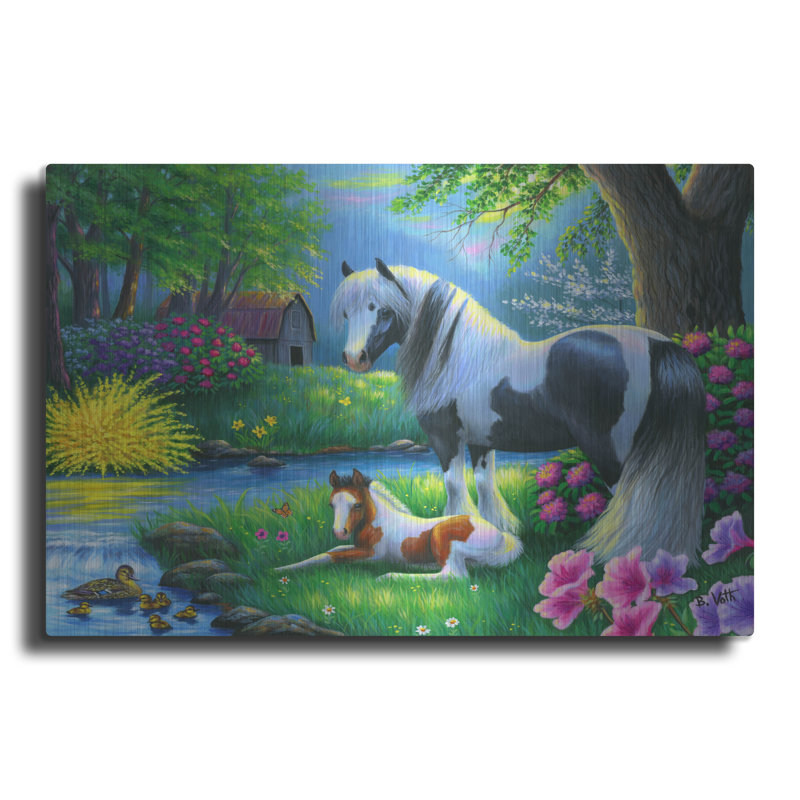«August Morning at The Farm» par Bridget Voth, August Grove, art mural en métal, H 24 po x l 36 po