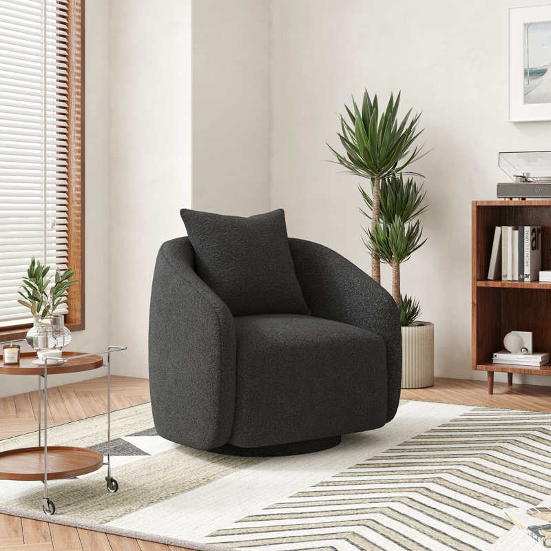 Fauteuil demi-tonneau pivotant Bashar, Gris foncé, H 25,5 po x l 28,5 po x P 24,6 po