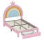 Lit simple tapissier arc-en-ciel, lit plateforme Princess avec tiroir de rangement