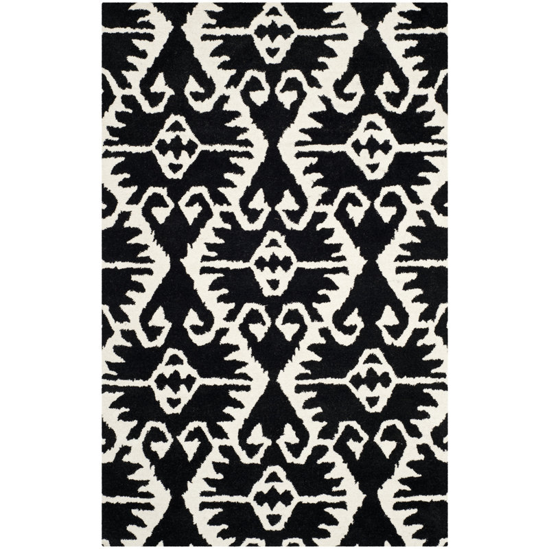 Kouerga bHand Tufted Wool Geometric Rug, Rectangle 3' x 5'