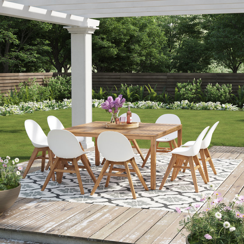 Anautica 8 - Person Teak Wood Patio Dining Set with Square Table