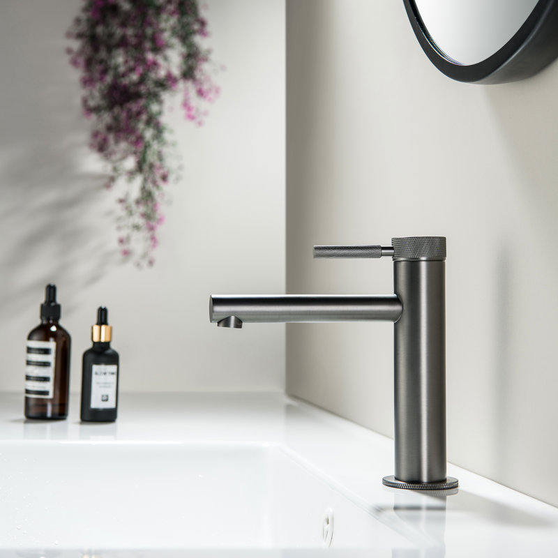 Robinet de lavabo de salle de bain monocorps à fixation sur le comptoir, Gris pistolet