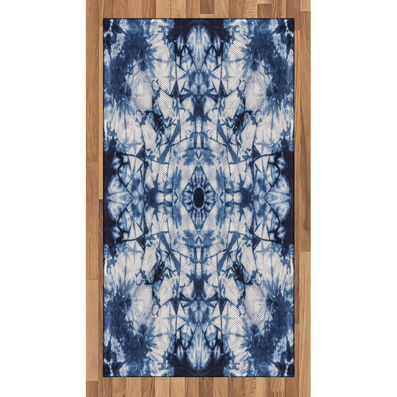 Indigo Paisley High Density Long Fiber Poly Threads Decorative Area Rug Carpet, Rectangle 2'7" x 5'