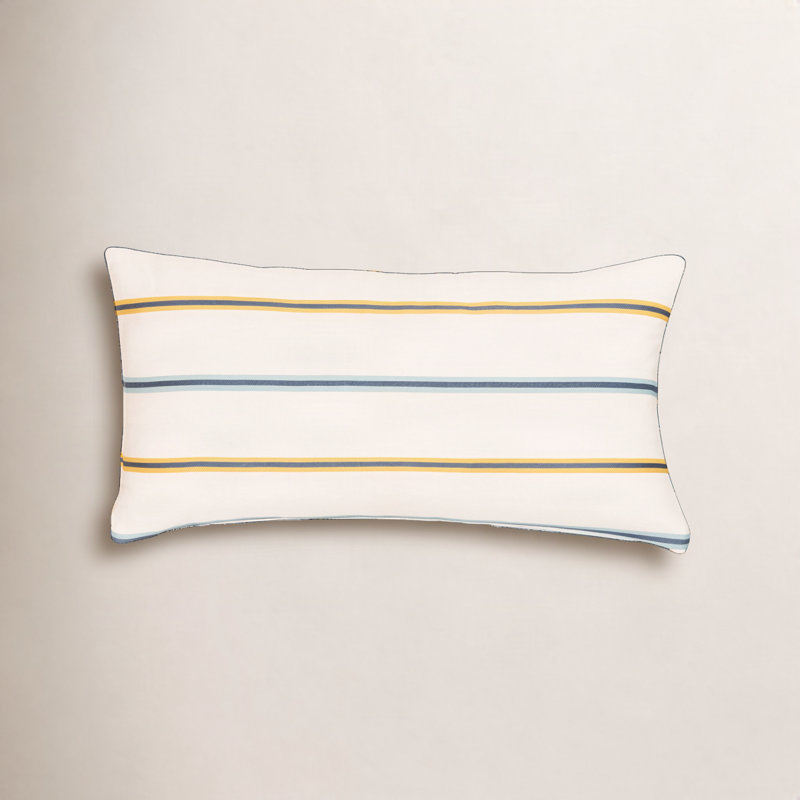 Maurine Striped Reversible Throw Pillow, Yellow, Rectangle 12"H x 21"W