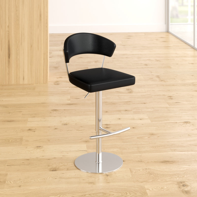 Swivel Upholstered Adjustable Height Counter Stool with Metal Frame, Black, Black, Black