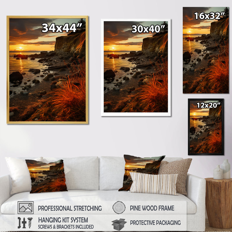 Norson Vibrant Costal Clift sur toile, H 20 po x l 12 po x P 1 po, Cadre photo noir
