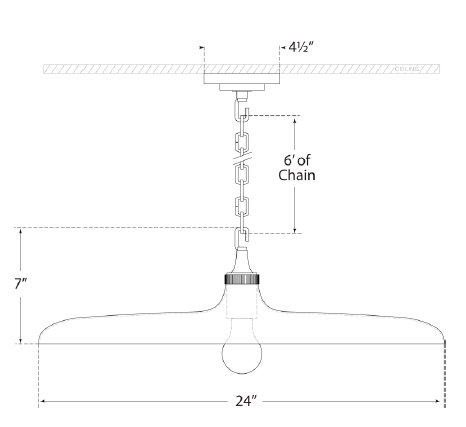 Thomas O'Brien Piatto Pendant, Antique Brass, Plaster White, 7" H x 24" W x 24" D