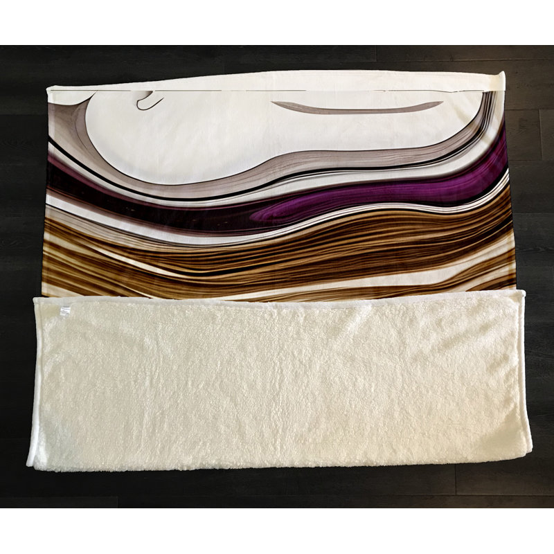 Throw Blanket, 68" W x 80" L, Striped/Abstract, Brown/Gray/Purple