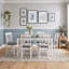 Ensemble de salle à manger en bois bicolore avec table rectangulaire et 6 chaises rembourrées en lin