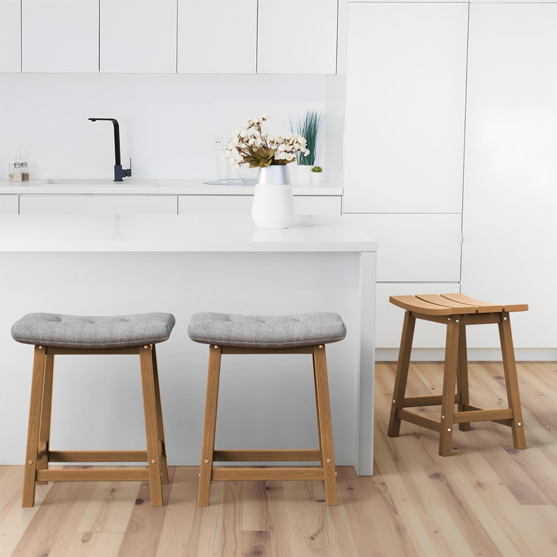 Ensemble de 2 tabourets de bar d'extérieur, Teck