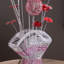 Lampe de table décorative, DEL, vase en cristal Red Roses Fan, chrome 22 po