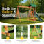 Wooden Swing Set with Slide, Climbing Wall & Sandbox