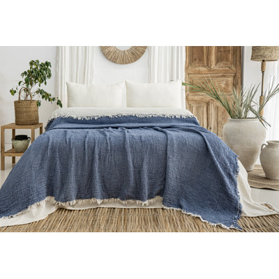 Crinkled Muslin Bed Blanket