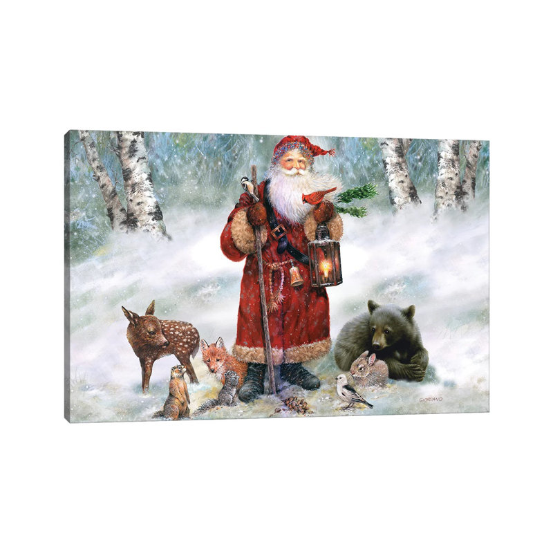 Woodland Santa by Giordano Studios - Wrapped Canvas Print, 20.5cm H x 31cm W