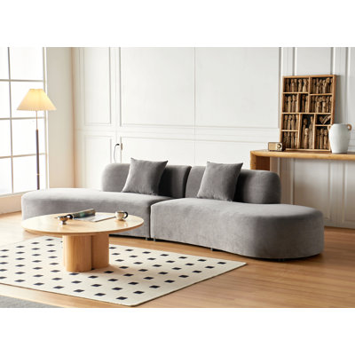 Canapé incurvé de 132 po avec coussins décoratifs, canapé de luxe en velours 6 places avec demi-lune et mousse haute densité, idéal pour les salons modernes, les bureaux et les appartements