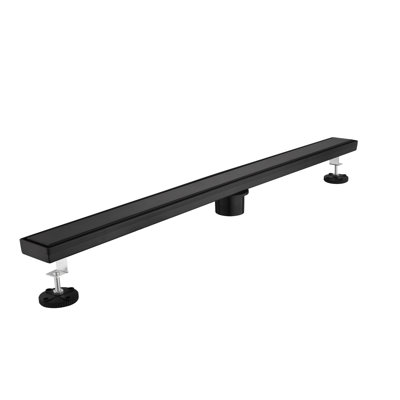 Drain de douche linéaire de 30 pouces avec couvercle amovible, drain de plancher en acier inoxydable noir mat 304 avec crépine et pieds réglables