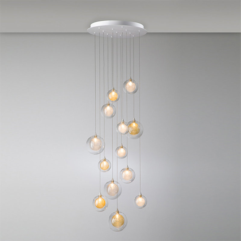 13 - Light White Cluster Pendant, Gold