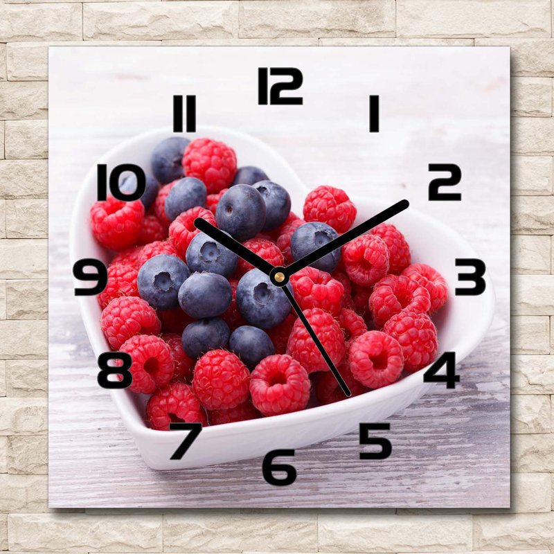 Hermance Glass Wall Clock, Black/Red/Purple/White