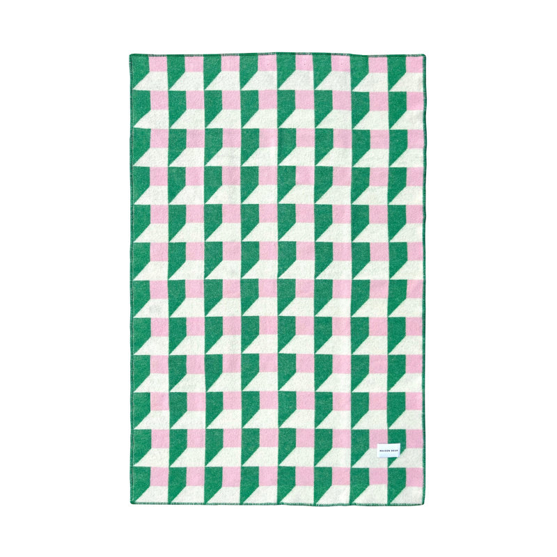CUBICS Blanket, Dark Green/Pink