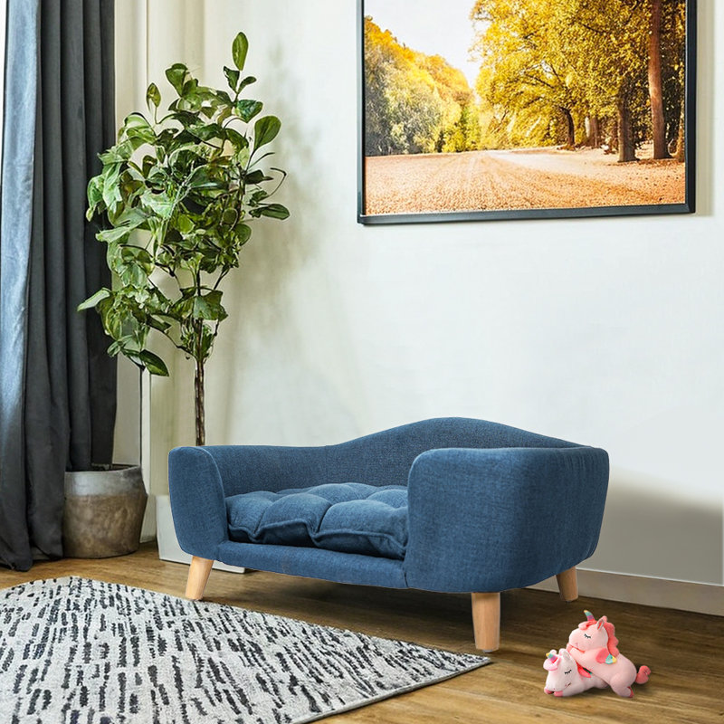 Canapé-lit en tissu pour animaux avec coussin moelleux, Bleu